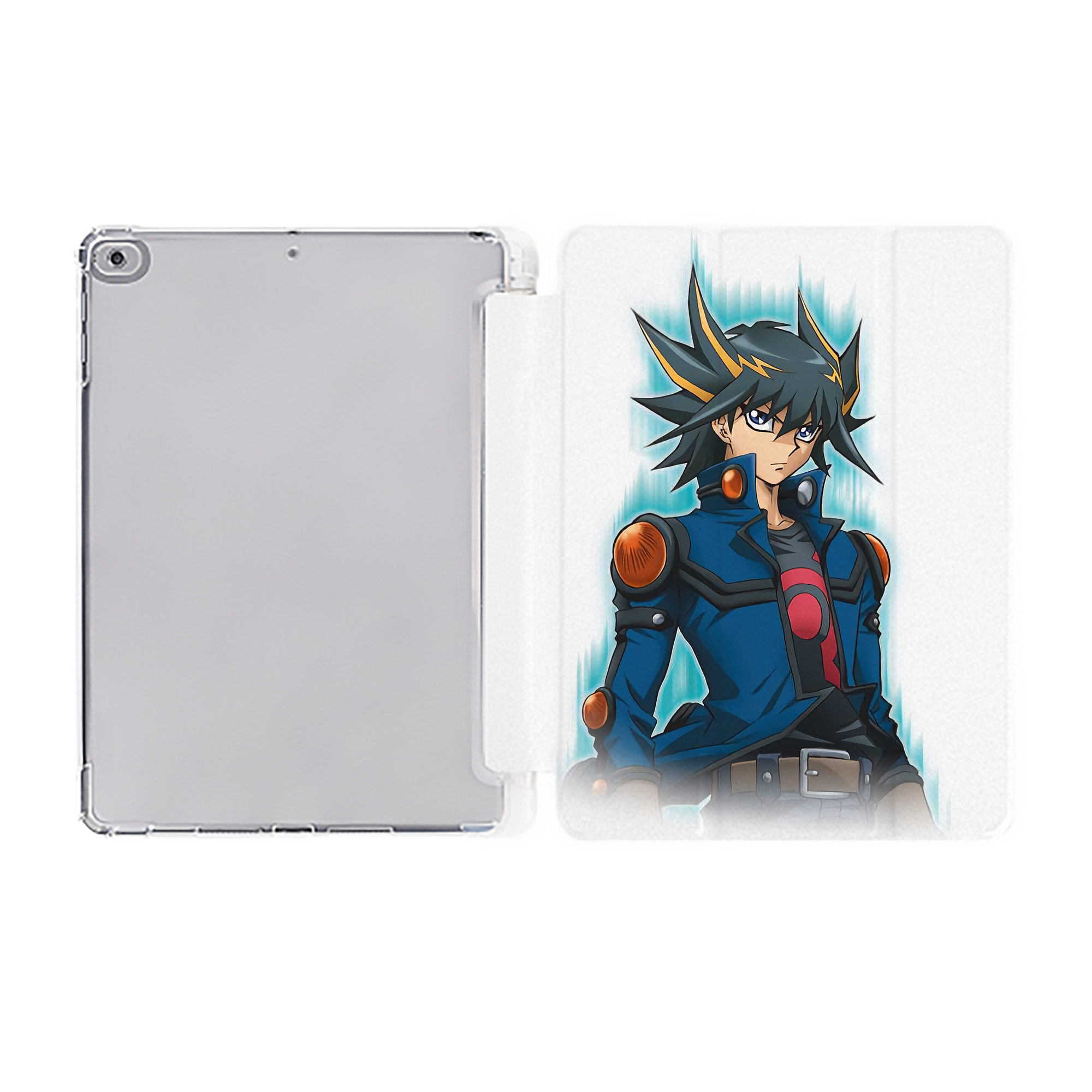 （画像用） 遊☆戯☆王 Yu-Gi-Oh! IPad ケース ペン収納付き 三つ折りスタンド PUレザー×シリコン 対応機種9.5/10.5/10.9インチ